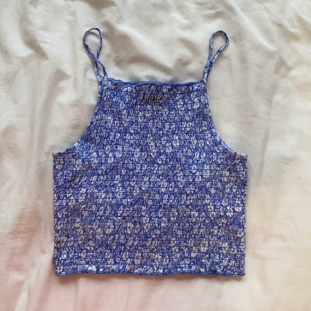 White and blue tank